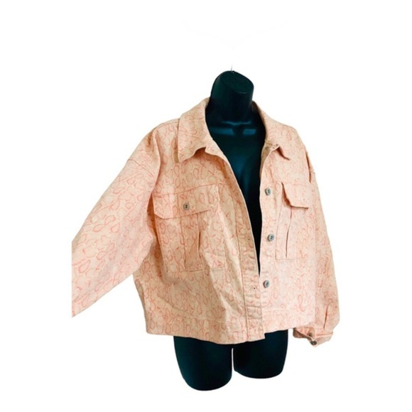 INC orange cheetah print bomber style denim jacket size XL brand new - Picture 3 of 10